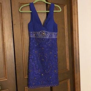 Sue Wong Cocktail dress - blue & beaded